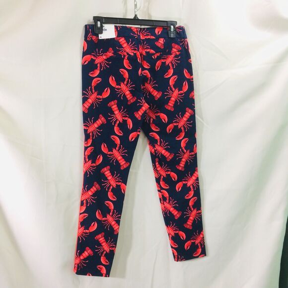 NEW Old Navy Pixie Lobster Print Pants Size 4 Red Navy Cotton Blend Ankle NWT - Picture 3 of 5